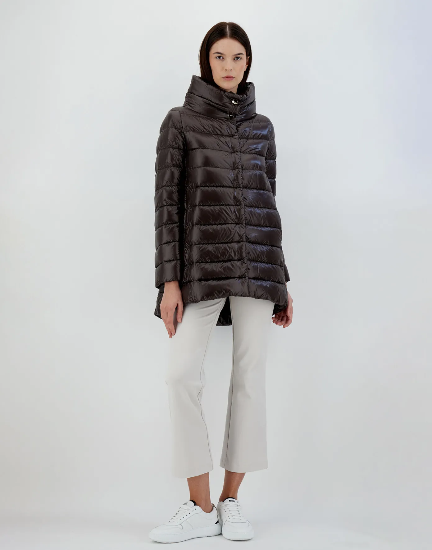Herno Long Down Jackets | A-Shape Dark Chocolate