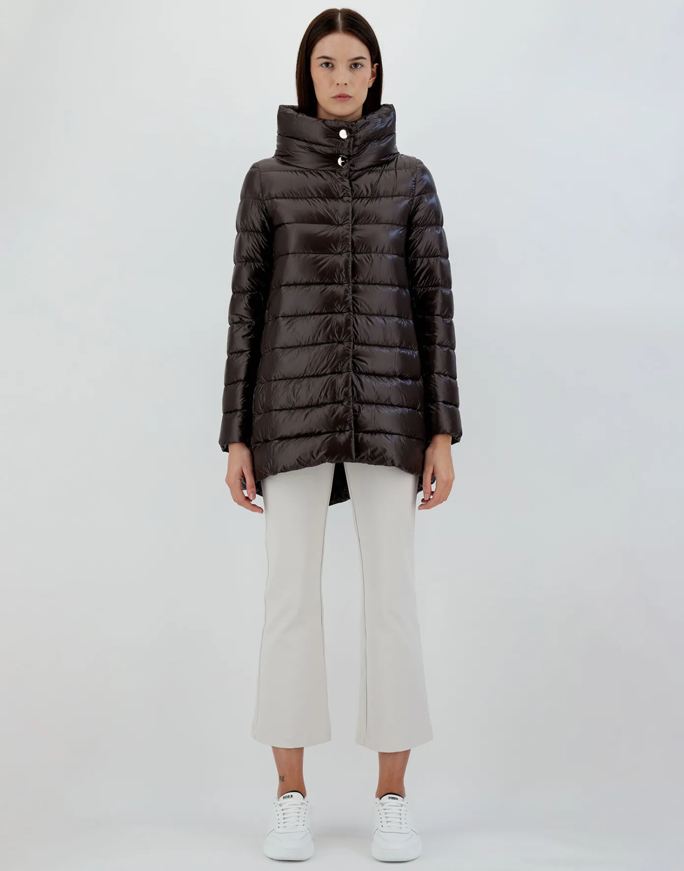 Herno Long Down Jackets | A-Shape Dark Chocolate