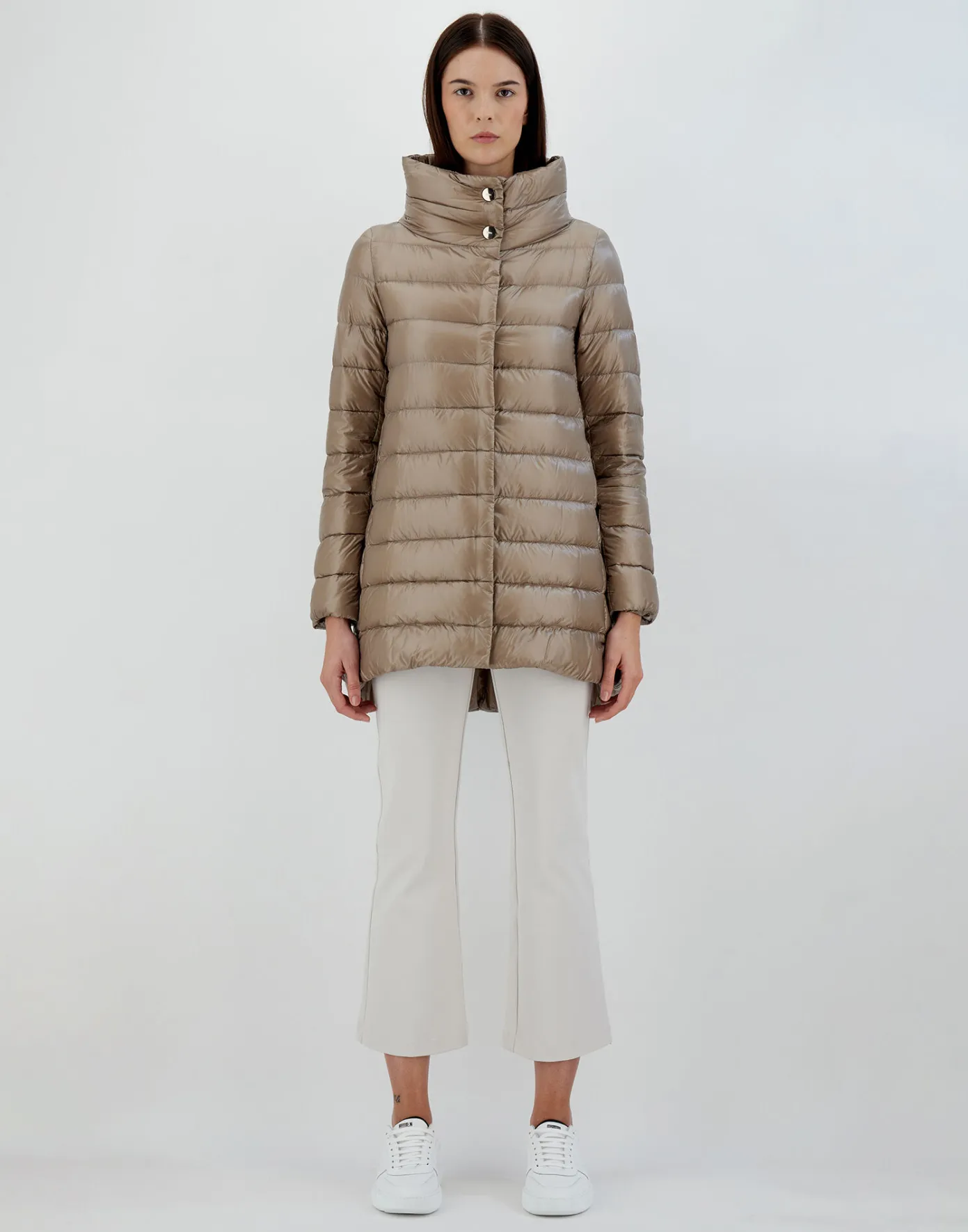 Herno Long Down Jackets | A-Shape Light Taupe