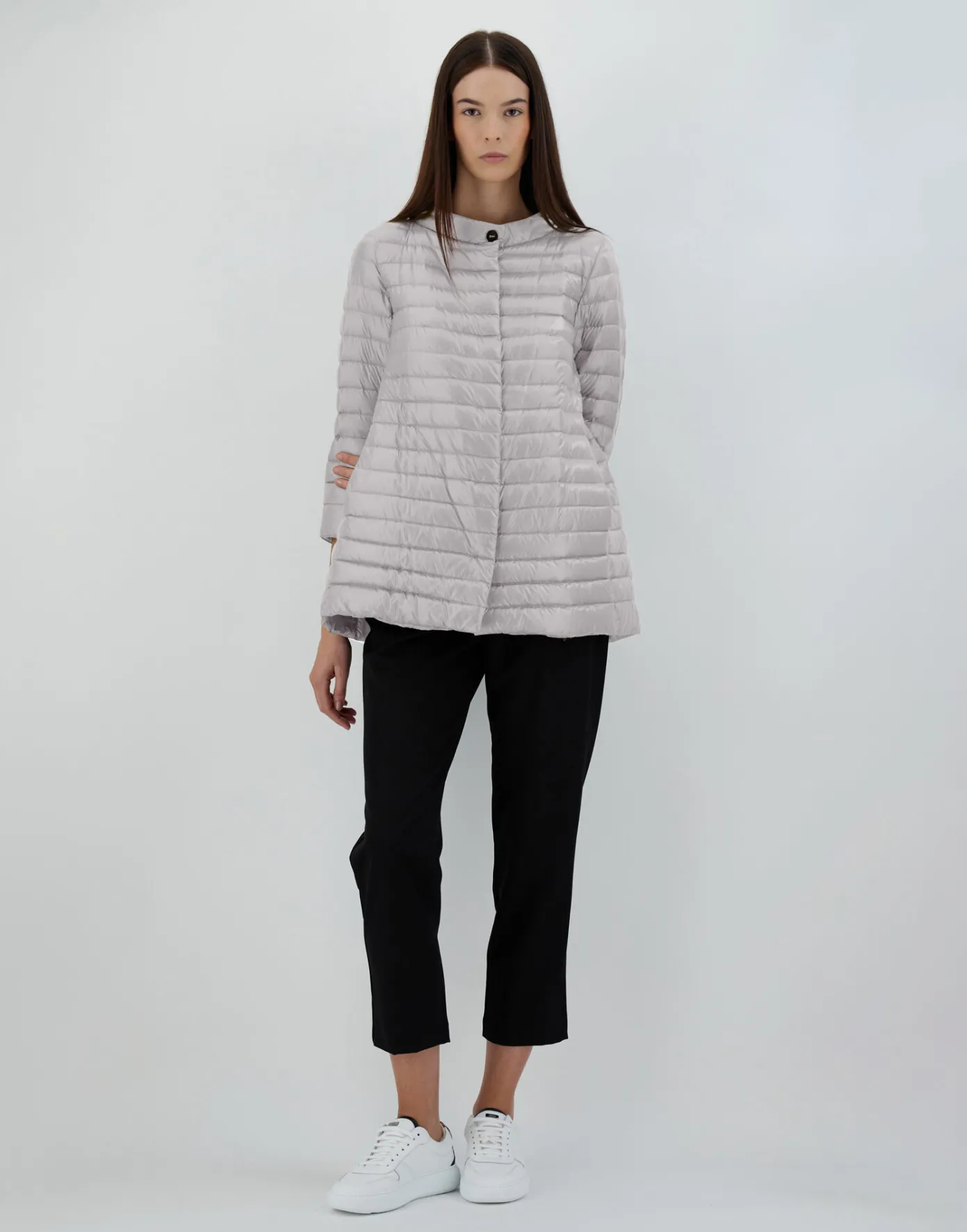 Herno Long Down Jackets | A-Shape Grey Pearl