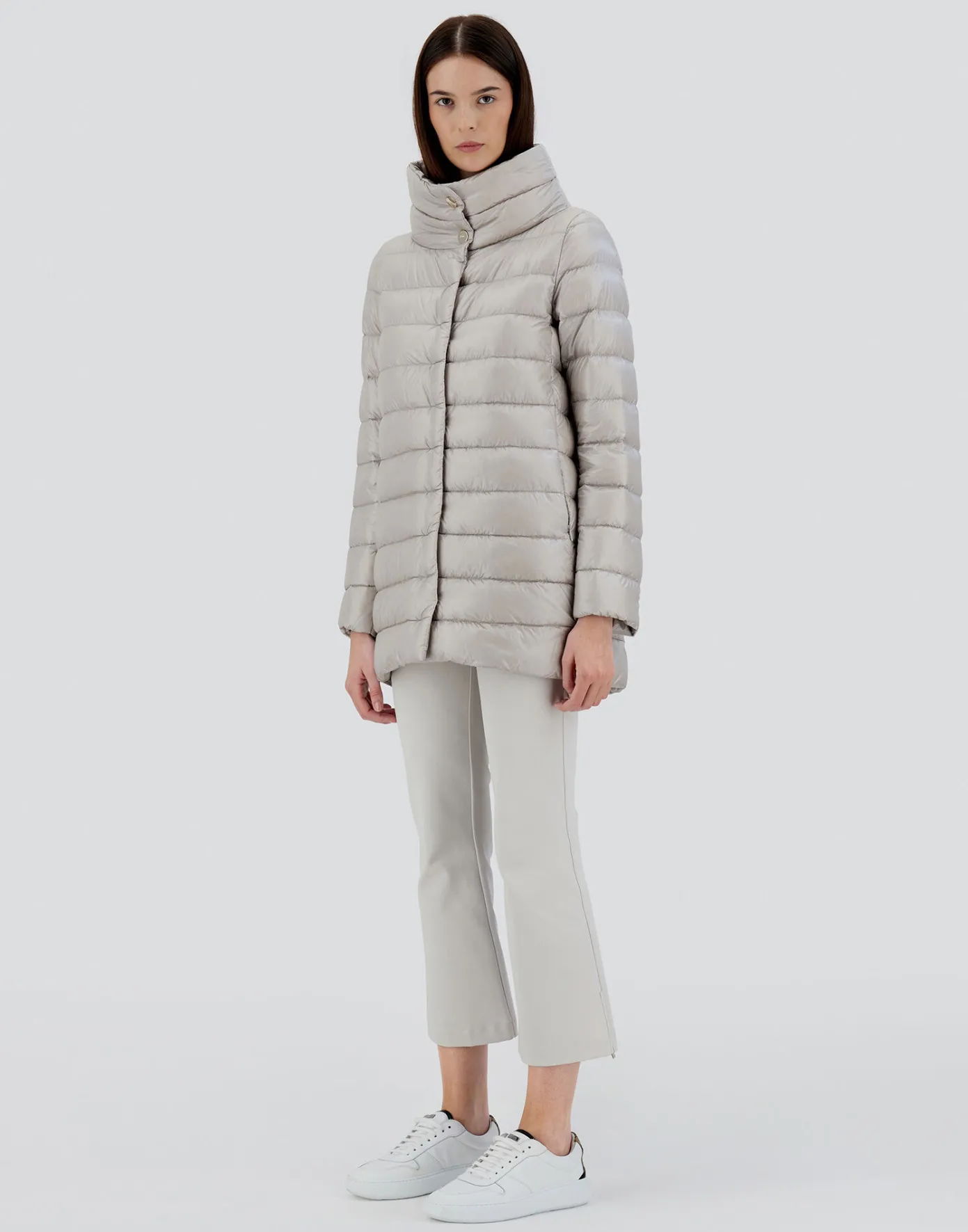 Herno Long Down Jackets | A-Shape Grey Pearl