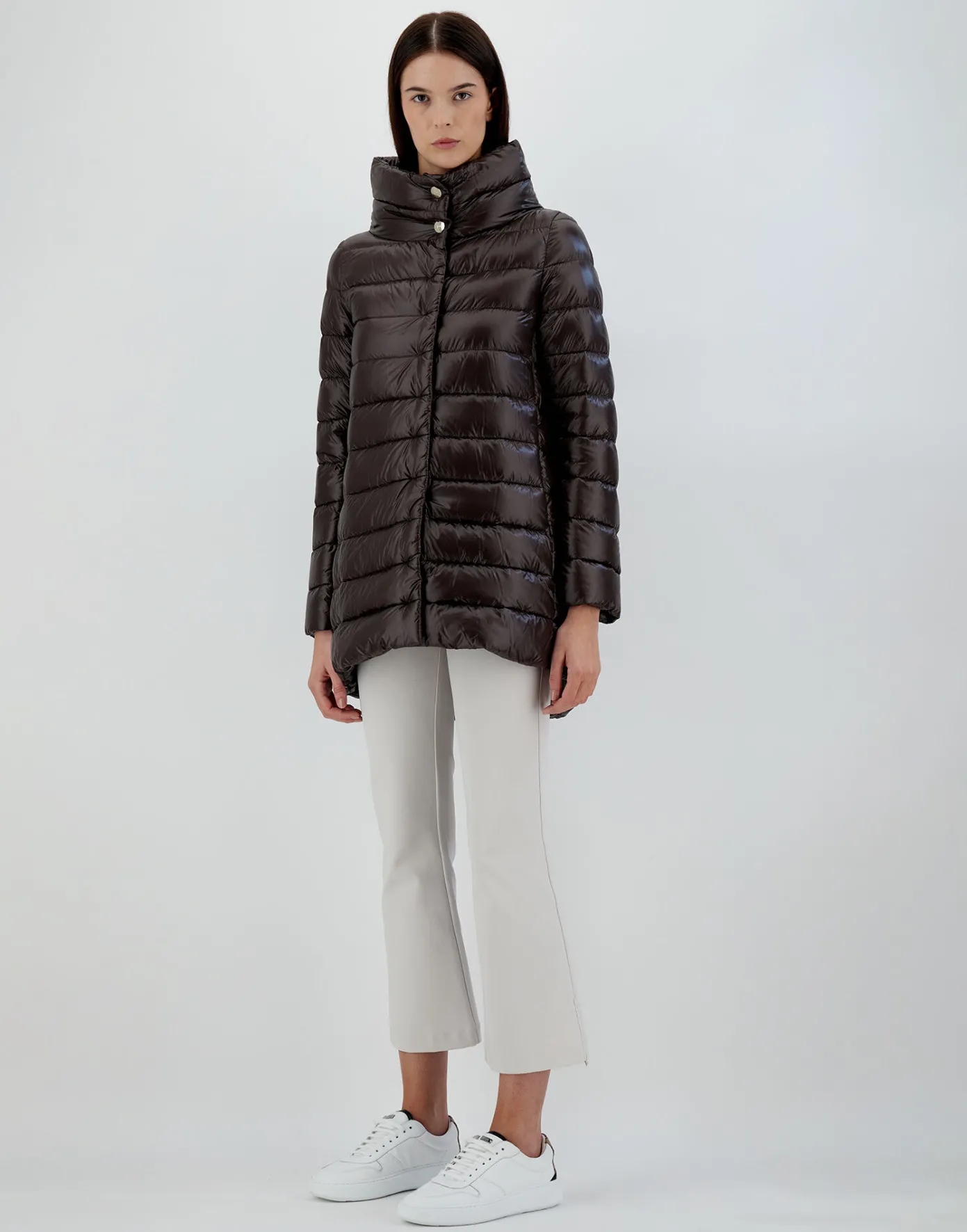 Herno Long Down Jackets | A-Shape Dark Chocolate