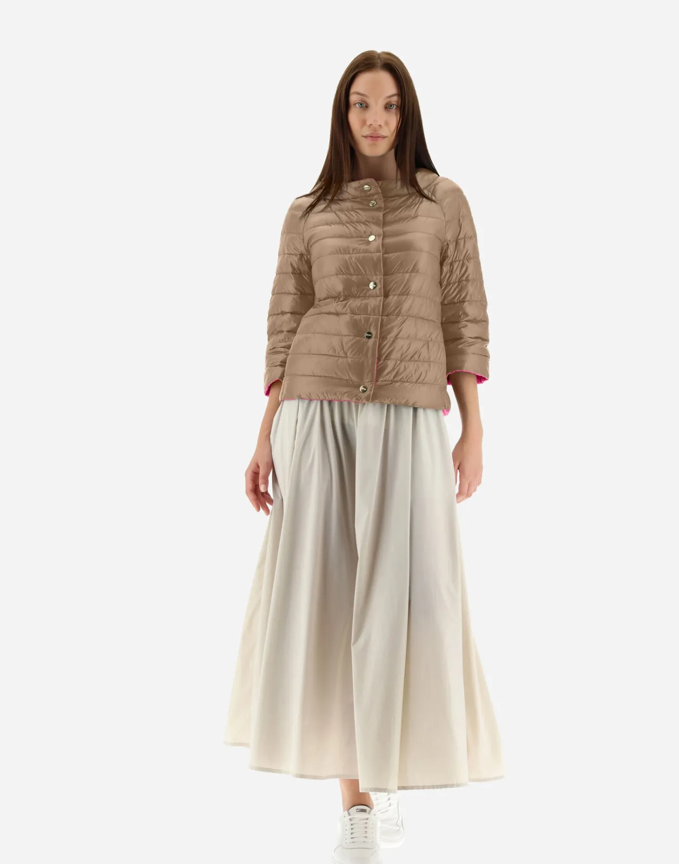 Herno Capes | Capes Camel/Neon Pink