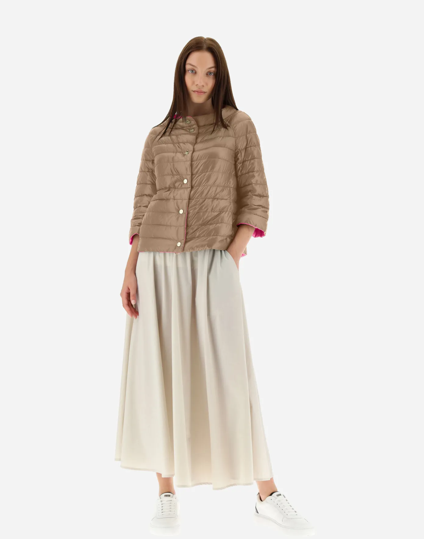 Herno Capes | Capes Camel/Neon Pink